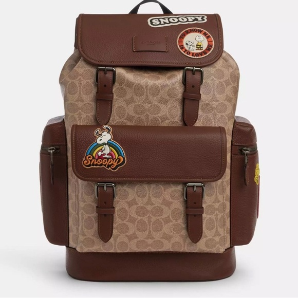 New Coach X Peanuts Sprint Backpack In Signature Canvas With Patches - Picture 1 of 6